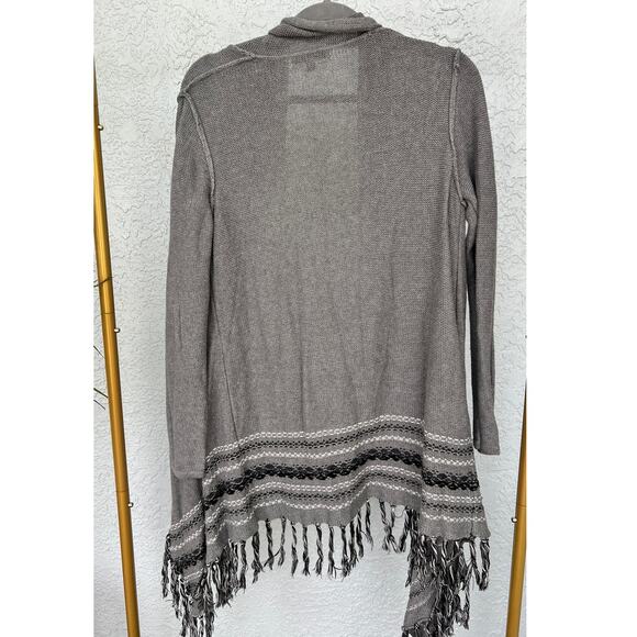 Cabi Cotton Knitted Cardigan Boho Country Style Gray Small Fringe - Picture 5 of 8